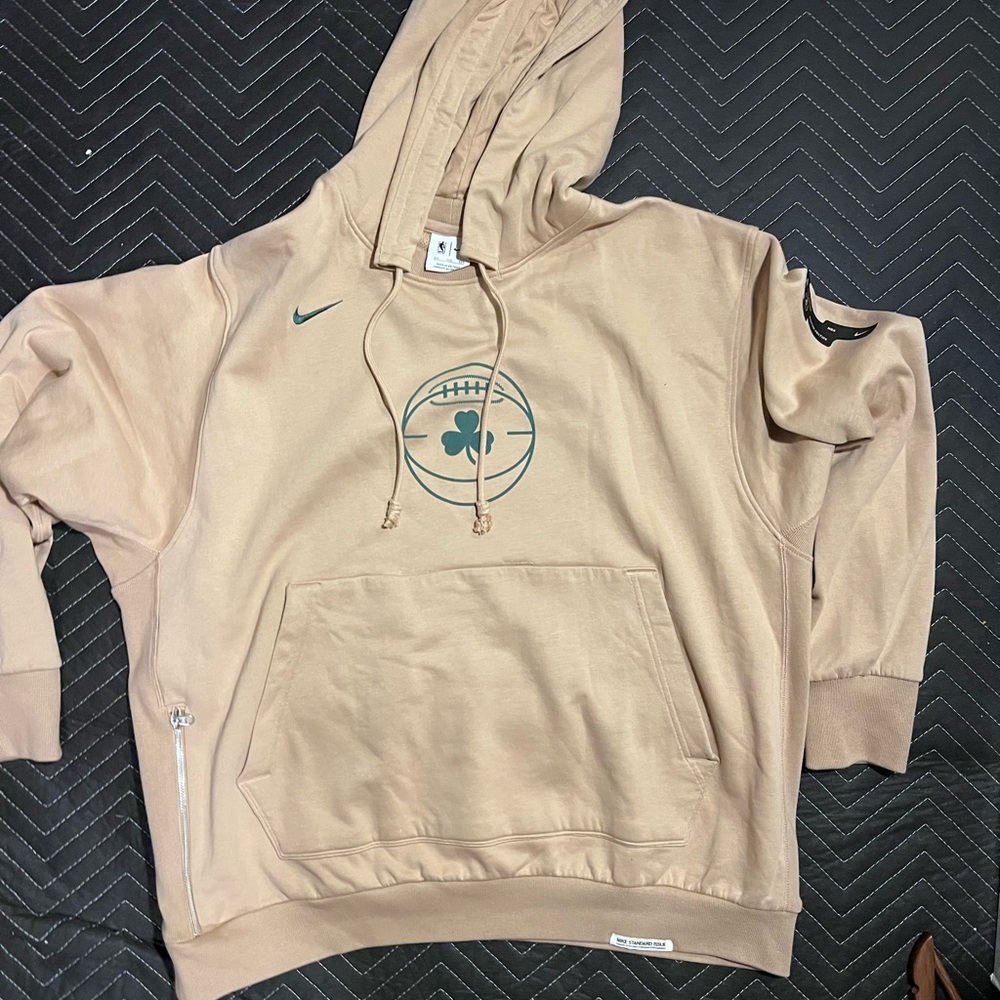 CELTICS 2024 Nike Green Graphic Tan Sweater Pullover Hoodie
